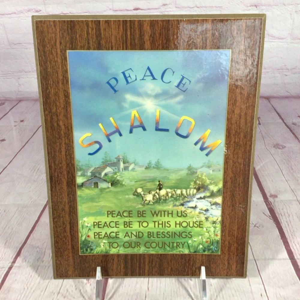 Vintage Peace Shalom Decorative Wall Hanging Plaque